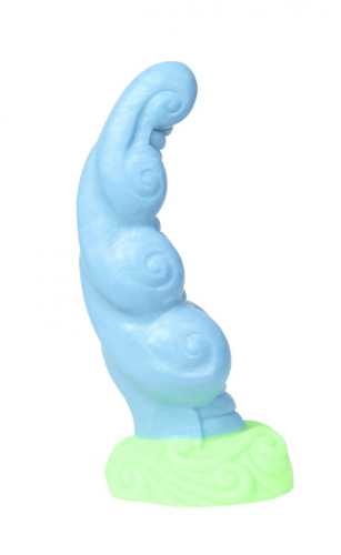 Голубой фаллоимитатор  Посейдон  с ярко выраженным рельефом - 19 см. фото 2