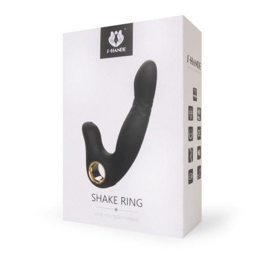Черный вибромассажер Shake Ring - 16,8 см. фото 4
