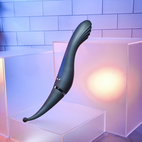 Черный двухсторонний вибростимулятор Tantalizing Teaser - 27,3 см. фото 3