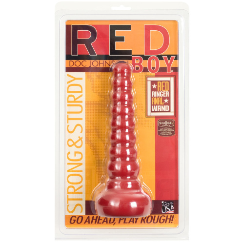 Ребристая анальная втулка Red Boy Anal Wand Butt Plug - 21,3 см. фото 2