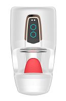 Белый мастурбатор с язычком и возвратно-поступательными движениями