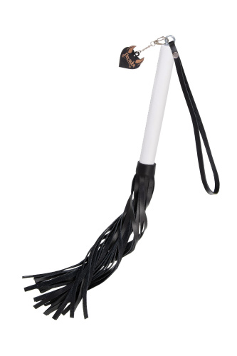 Плеть с белой рукоятью и чёрными хлыстами - 50 см. фото 4