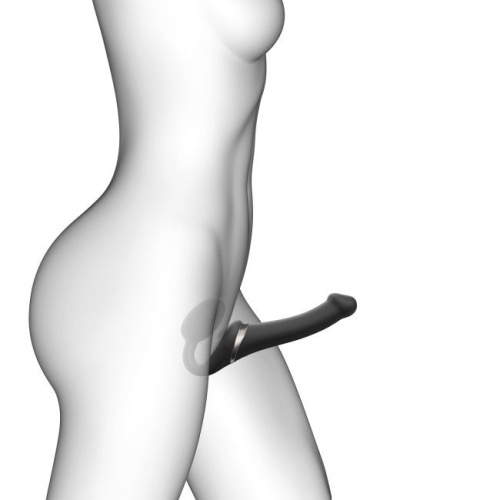 Черный безремневой страпон Multi Orgasm Size L с клиторальной стимуляцией фото 4