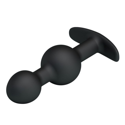 Чёрные силиконовые анальные шарики - 10,4 см. фото 3