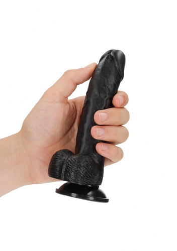 Черный фаллоимитатор Curved Realistic Dildo Balls Suction Cup 6 - 15,5 см. фото 3