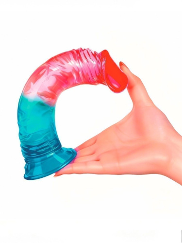 Яркий двухцветный фаллоимитатор с присоской фото 5