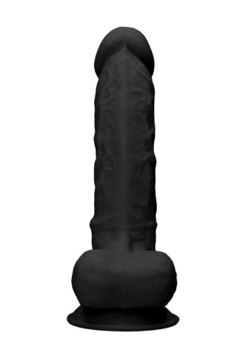 Черный фаллоимитатор Realistic Cock With Scrotum - 22,8 см. фото 4