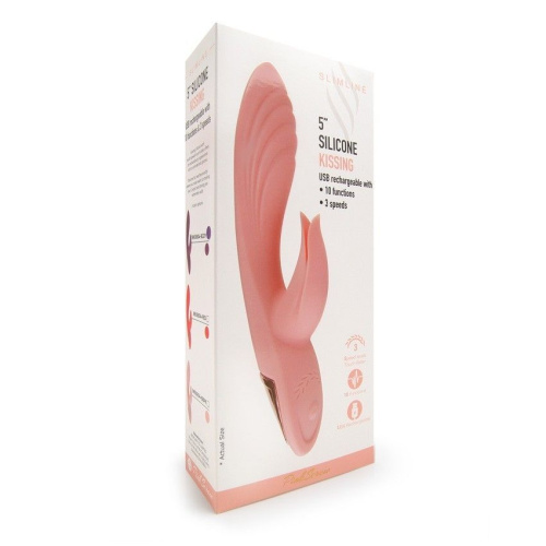 Красный вибратор-кролик 5’’ Silicone Kissing - 20,2 см. фото 4