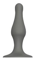 Серый удлиненный анальный стимулятор PLUG WITH SUCTION CUP - 10,3 см.