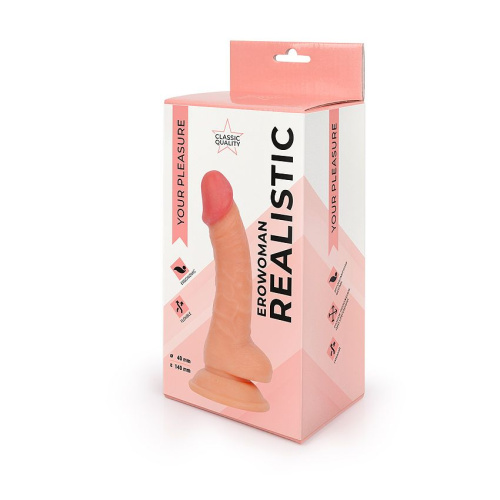 Телесный фаллоимитатор-реалистик Erowoman - 19 см. фото 5