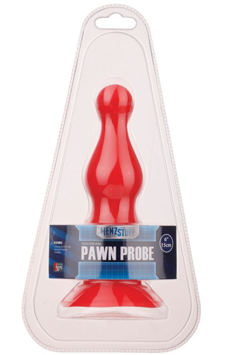 Красная анальная пробка с кончиком-шаром MENZSTUFF PAWN PROBE - 15 см. фото 2