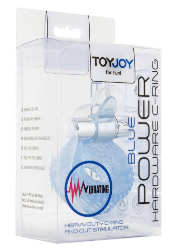 Голубое кольцо на пенис с вибрацией POWER HARDWARE C-RING фото 2