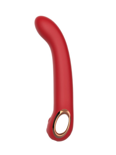 Красный силиконовый вибратор с загнутым кончиком - 22,1 см.
