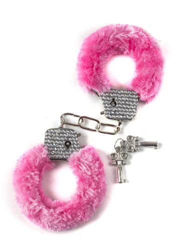 Розовые наручники с кристаллами BONDAGE фото 3