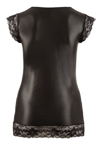 Чувственное wet-look платье с кружевной отделкой фото 4