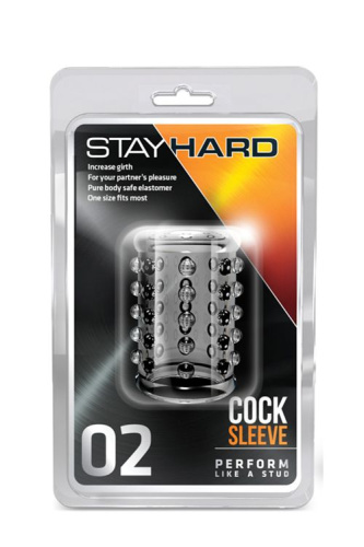 Прозрачная насадка на пенис с шишечками STAY HARD COCK SLEEVE 02 CLEAR фото 2