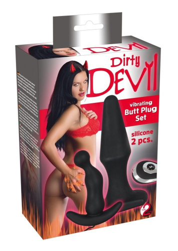 Набор из 2 анальных втулок с вибрацией Dirty Devil Vibrating Butt Plugs фото 5