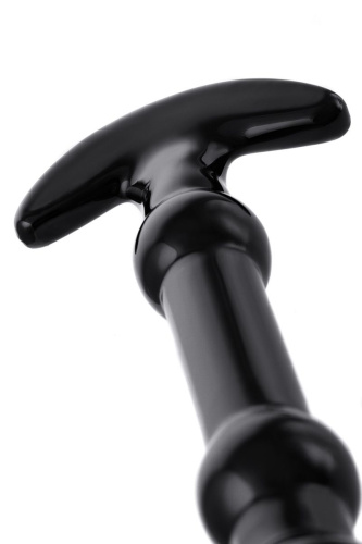 Элегантный чёрный анальный стимулятор с шариками на стволе - 19 см. фото 5