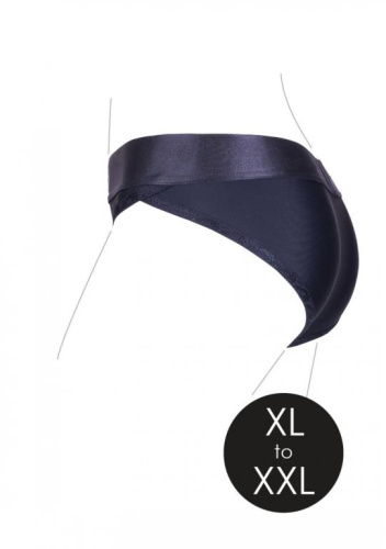 Черные трусики для страпона с вибропулей - размер XL-XXL фото 7