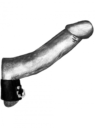 Черный бандаж на пенис и мошонку с D-образным кольцом фото 3