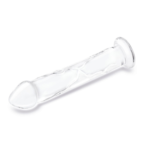 Большой стеклянный стимулятор 12’’ Glass Dildo With Veins & Flat Base - 28 см. фото 3