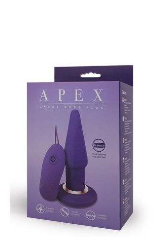 Фиолетовая анальная вибропробка APEX BUTT PLUG LARGE PURPLE - 15 см. фото 2