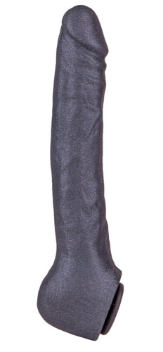 Чёрная фаллическая насадка BLACK BENT 3 - 22,5 см.