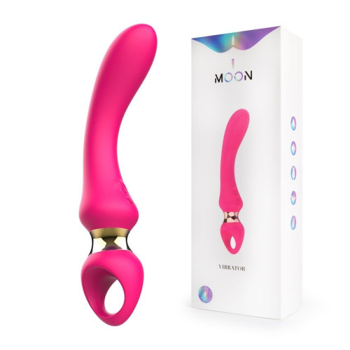 Розовый изогнутый вибромассажер Moon Vibrator - 21,1 см. фото 3