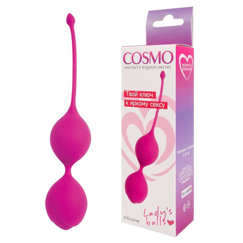 Ярко-розовые двойные вагинальные шарики с хвостиком Cosmo фото 2