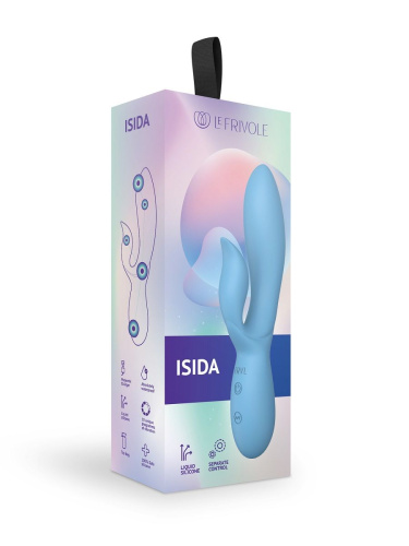 Голубой вибратор-кролик из силикона Isida - 21 см. фото 2