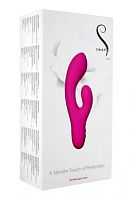 Розовый перезаряжаемый вибромассажер Whooper Swan со стимулятором клитора - 18,8 см.