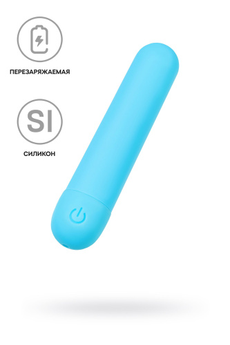 Голубая силиконовая перезаряжаемая вибропуля Murr - 10 см. фото 2
