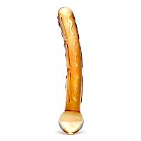 Золотистый стеклянный фаллоимитатор Tickler - 19 см.