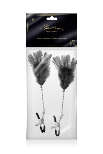 Зажимы для сосков с черными перьями Sweet Caress Feather Nipple Clumps фото 2