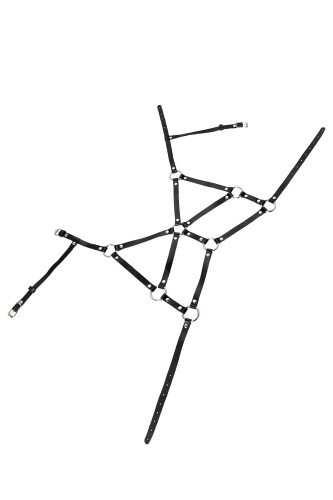 Черная кожаная портупея «Соблазн» с кольцами фото 5