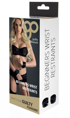 Чёрные полиуретановые наручники с карабином Beginners Wrist Restraints фото 2