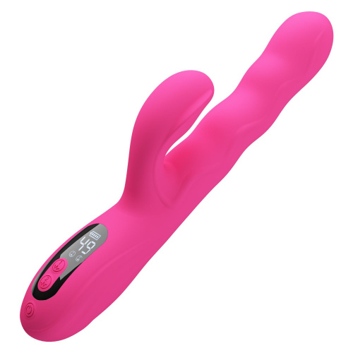 Розовый вибростимулятор-кролик с волновыми движениями Winters - 25,2 см. фото 3