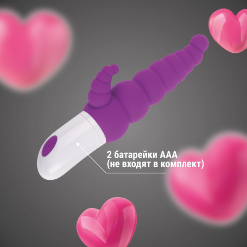Фиолетовый ребристый вибратор с двумя точками стимуляции - 20 см. фото 6