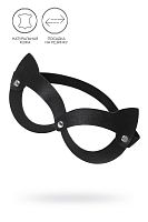 Черная открытая маска с ушками кошки