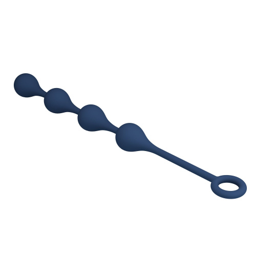 Синяя анальная ёлочка с кольцом Waterdrop Anal Balls 30 mm M - 33,5 см. фото 5