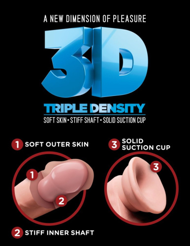 Телесный фаллоимитатор на присоске 8  Triple Density Fat Cock with Balls  - 24,1 см. фото 5