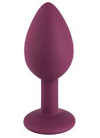 Бордовая малая силиконовая пробка с прозрачным кристаллом