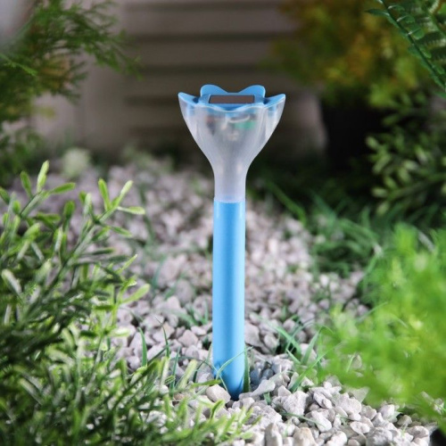 Садовый светильник на солнечной батарее «Цветок голубой» фото 3