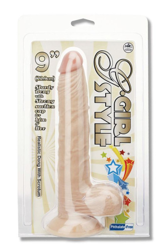Телесный фаллоимитатор G-GIRL STYLE 9INCH DONG WITH SUCTION CAP - 22,8 см. фото 2