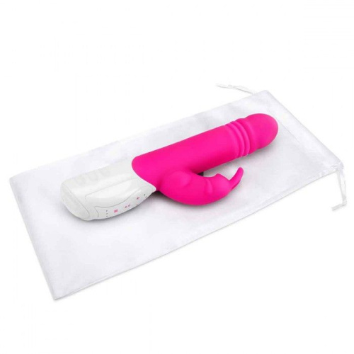 Розовый пульсирующий вибромассажер G-Spot Thrusting Rabbit - 24 см. фото 4