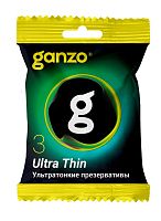 Ультратонкие презервативы Ganzo Ultra thin в мягкой упаковке - 3 шт.