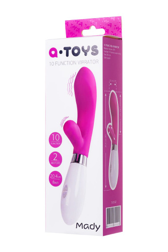 Розовый силиконовый вибратор с клиторальным стимулятором A-Toys Mady - 20,4 см. фото 6