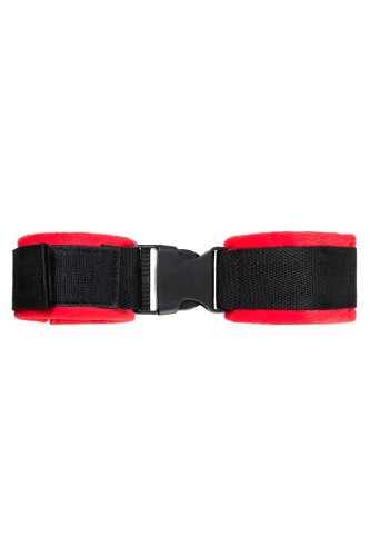 Красно-черные велюровые наручники Anonymo фото 5