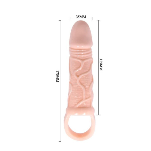 Насадка на пенис с подхватом для мошонки - 17 см. фото 5