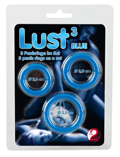 Набор из трех синих силиконовых колец Lust фото 4